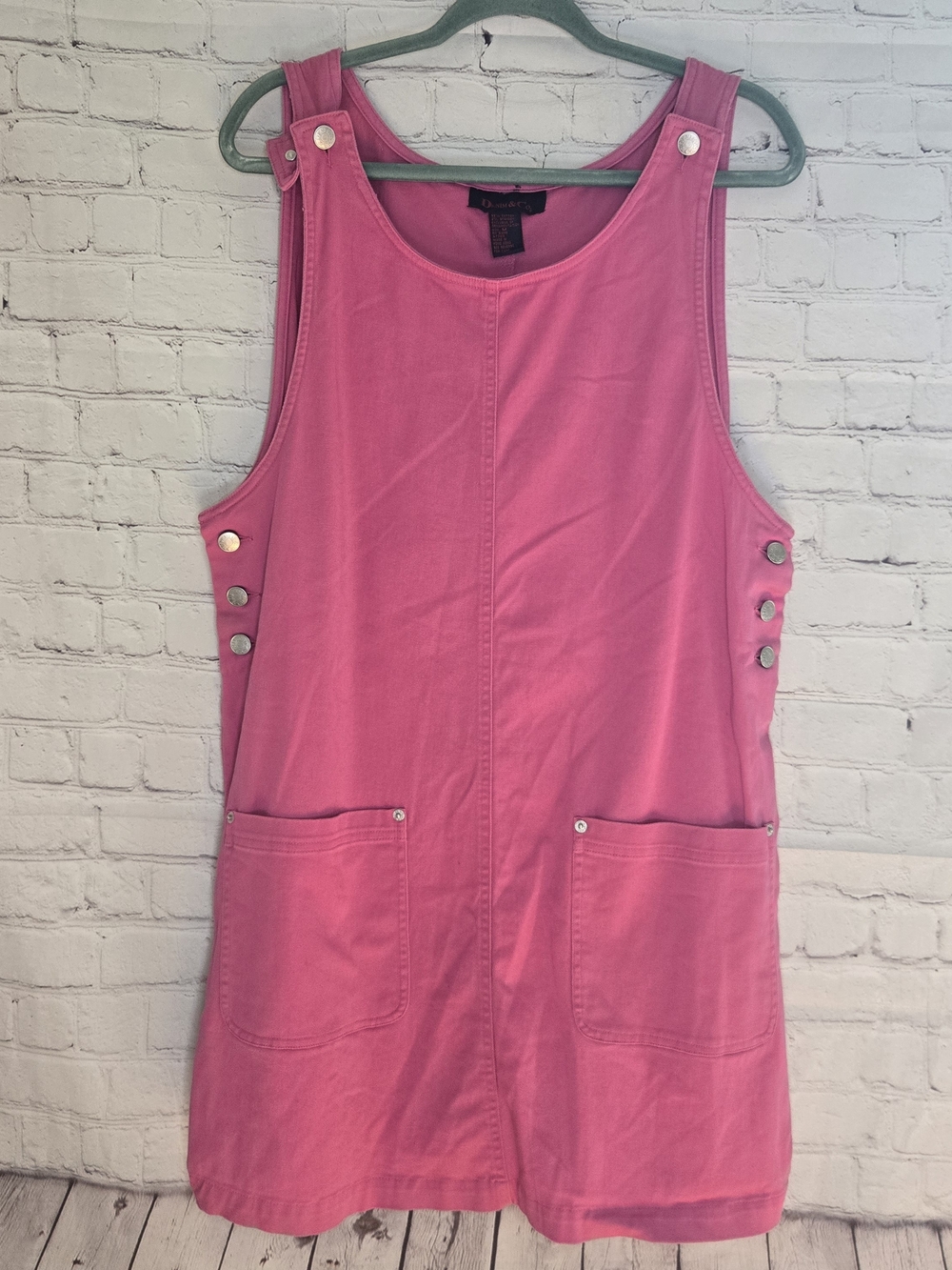 Denim & Co VTG 90s‎ Pink Denim Jumper Overall Dress Y2K Cottagecore  Girlcore
